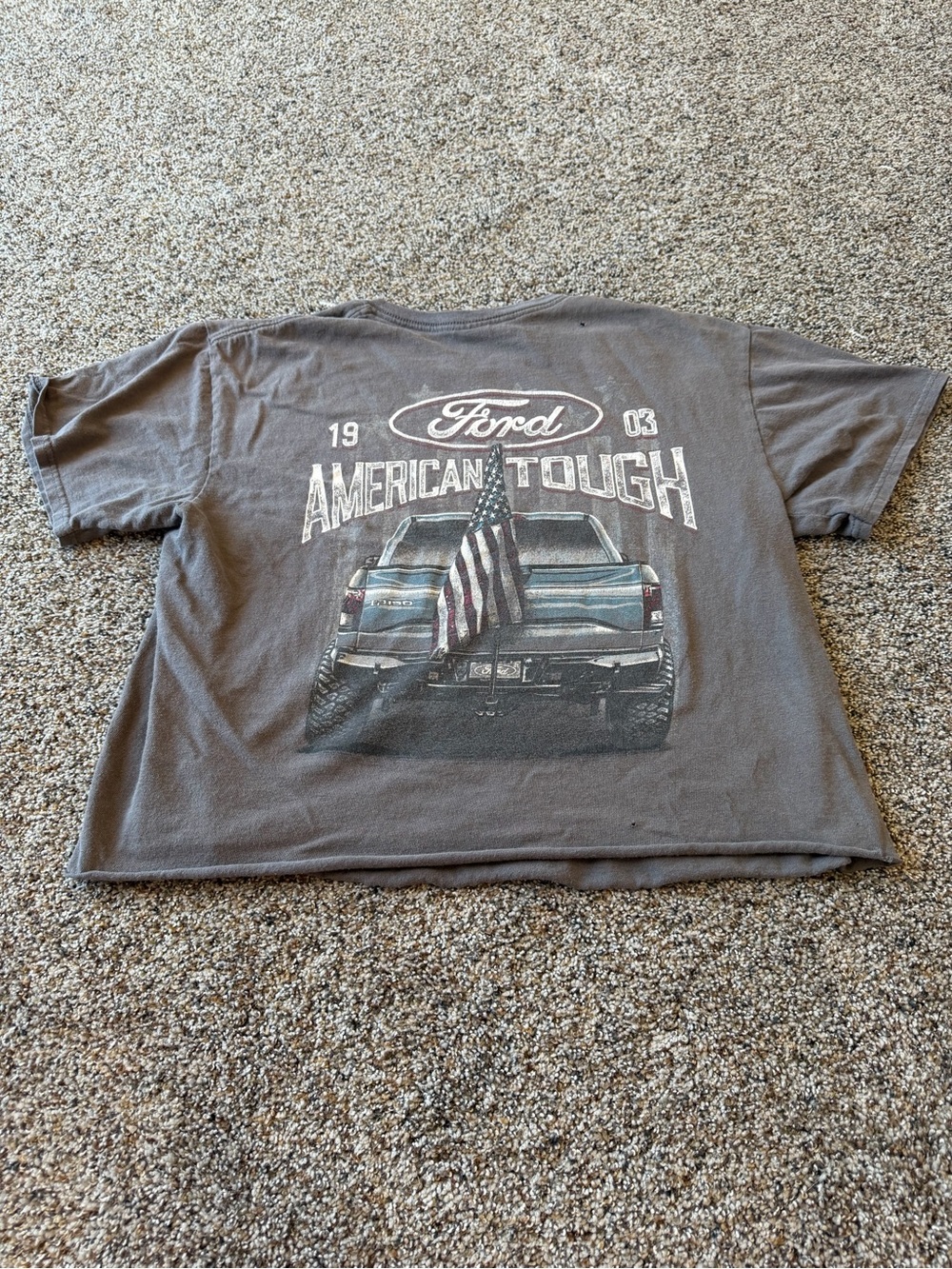 Ford American Tough F150 Women's Oversized Crop Top Large USA Flag Truck